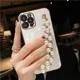 thumbnail image 5 of Funda blanda con cadena y pulsera de perlas chapadas de lujo para iPhone 15, 13, 14, 12 Pro Max, 11, XS, X, XR, 7, 8 Plus, mini SE, funda de silicona con purpurina, 5 of 5