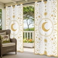 thumbnail image 2 of Outdoor Curtains for Patio Waterproof Stars Moon Indoor/Outdoor Curtain Tiebacks Yellow Geometric Gorgeous Starry Night Privacy Sun Block Grommet Drapes for Pergolas Gazebo Porch 2 Panel 54x108 Inch, 2 of 9