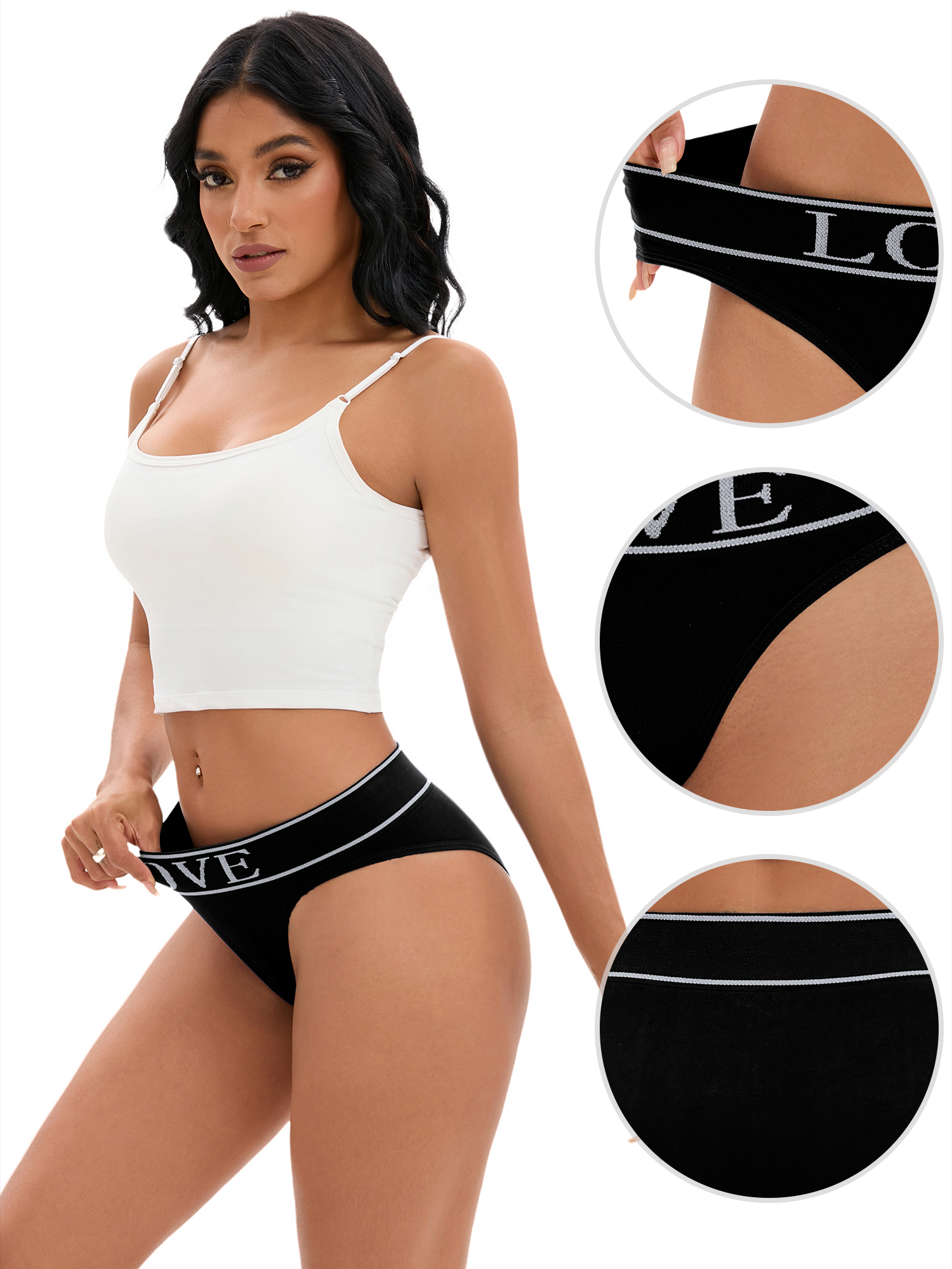 Unique Bargains Women's High Elasticity Panties Mid-Waisted No Trace Briefs L Black