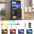 thumbnail image 2 of ANPOO 31.5"W Farmhouse Coffee Bar Cabinet Wine Rack and Storage, Tall Wine Bar Cabinet with 2 Tier Storage Hutch, Buffet Cabinet with LED Light and Glass Racks for Kitchen Dining Room, 2 of 7