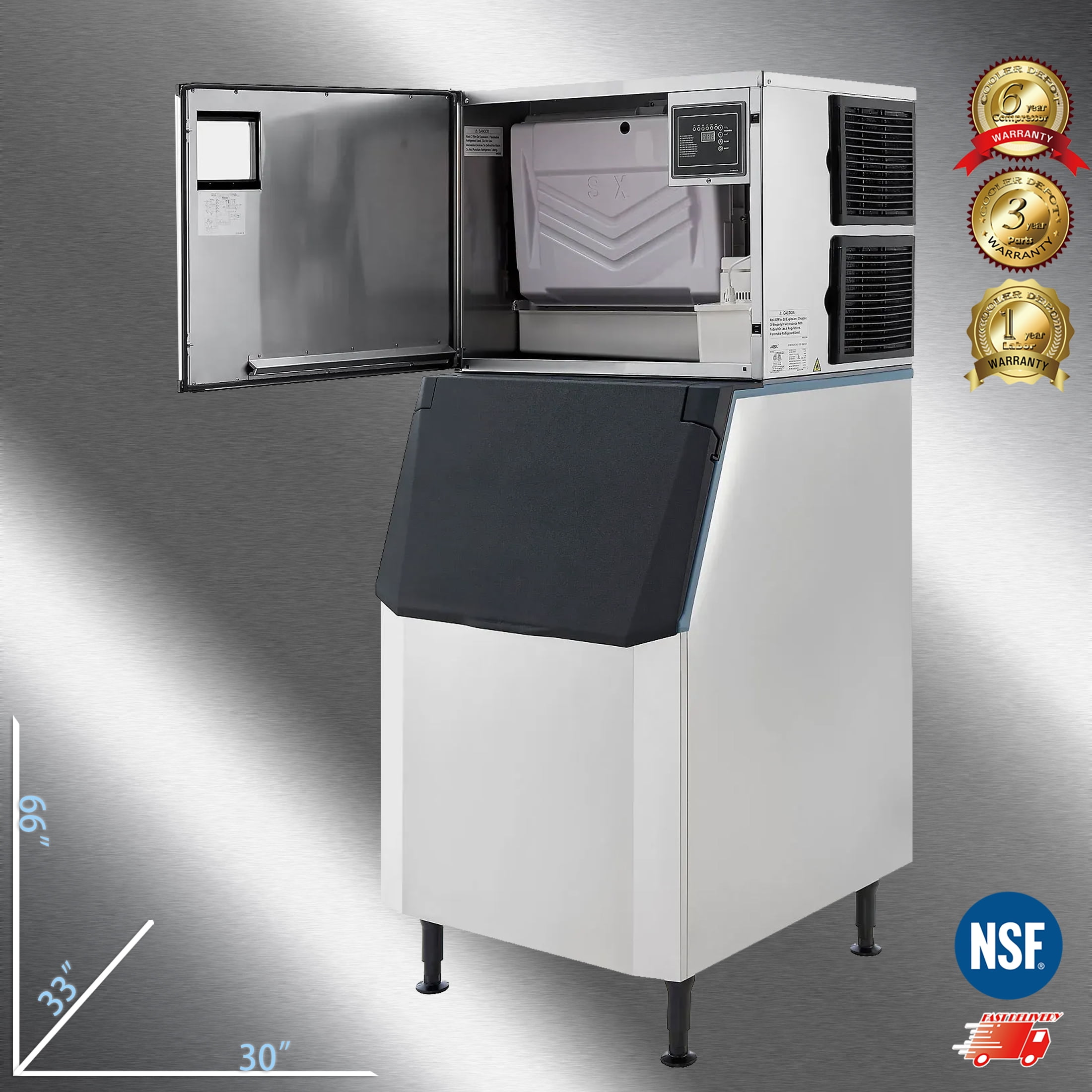 Cooler Depot 1000 lb Commercial Half Cube Ice Maker Machine for Milk Tea & Coffee, NSF-Certified, Model SK-1029