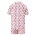thumbnail image 3 of Yuncity Easter Pajamas Women 2 Piece Short Sleeve Cute Bunny Print Button Down Shirt With Shorts Set Silk Satin Sleepwear Loungewear Soft Comfortable Breathable Pjs S-Xxl, 3 of 4