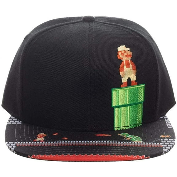 Super Mario Video Game 8-Bit Black Snapback Hat for mens