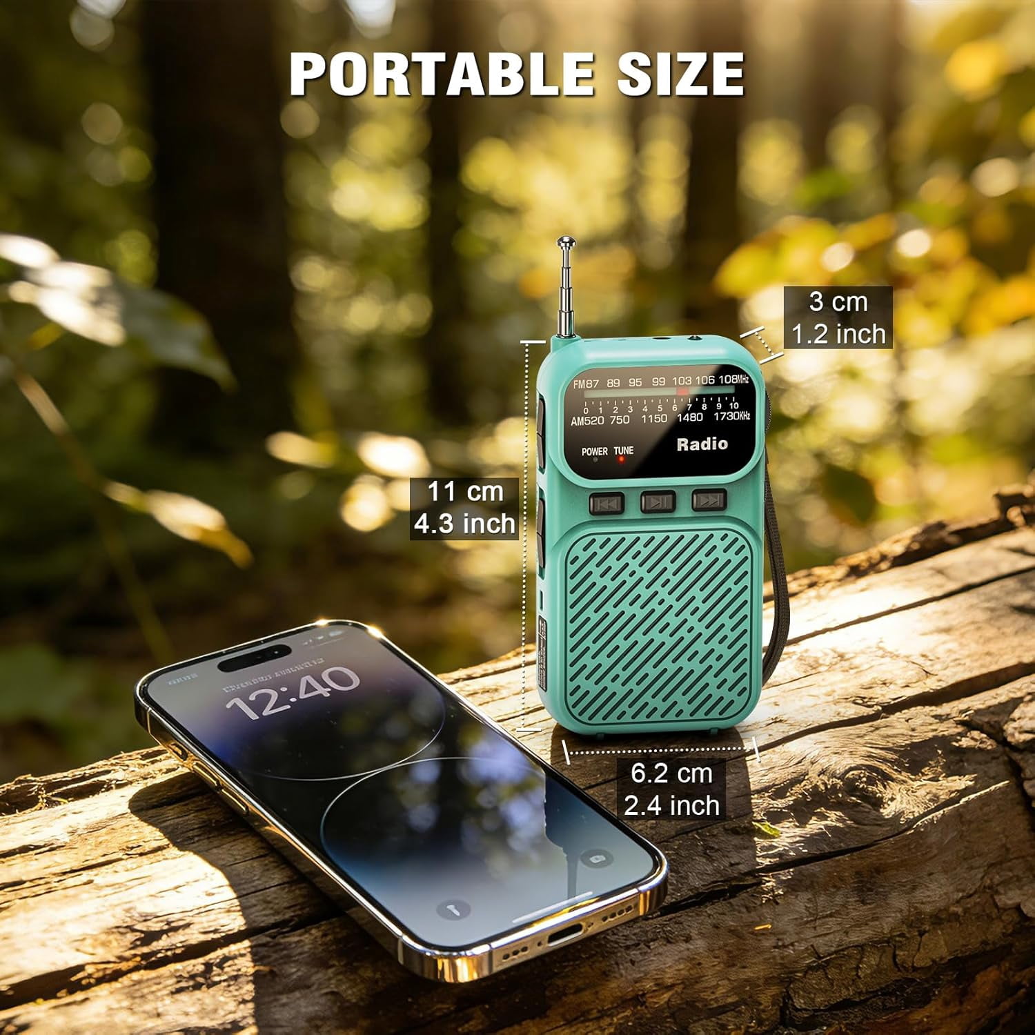 Portable Radio AM FM,Mini Tansistor Radio,Pocket Radio with Flashlight,Tuning Knob,TF Card Slot,Headphone Jack, 3AA Battery Operated or Plug in Wall,Compact Personal Radio for Gift,Family,Elder,Blue
