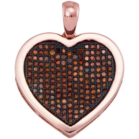 10K Rose Gold 0.50ctw Glamorous Fashion Pave Red Diamond Decorated Heart Pendant