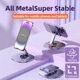 thumbnail image 2 of Adjustable Phone Stand, Foldable 360° Rotating Holder for iPhone, Tablet – Sturdy ABS + Aluminum Alloy,Purple,Gray, 2 of 4