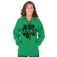 thumbnail image 4 of Lucky 4 Leaf Clover St Patrick's Day Zip Up Hoodie Men's Women's Brisco Brands M, 4 of 6