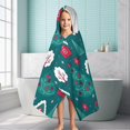 thumbnail image 6 of Dark Teal Christmas Village Pattern Hooded Bath Towel，60"x35" for Ages 3 To 12 Kids, Quick Dry Lightweight Soft Microfiber Hood Beach Towel Cover Up for Kids, 6 of 7