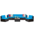 thumbnail image 3 of Vineego 7 Pieces Outdoor Patio Furniture Sets Wicker Sectional Sofa All-Weather PE Rattan Conversation Sets, Blue, 3 of 8