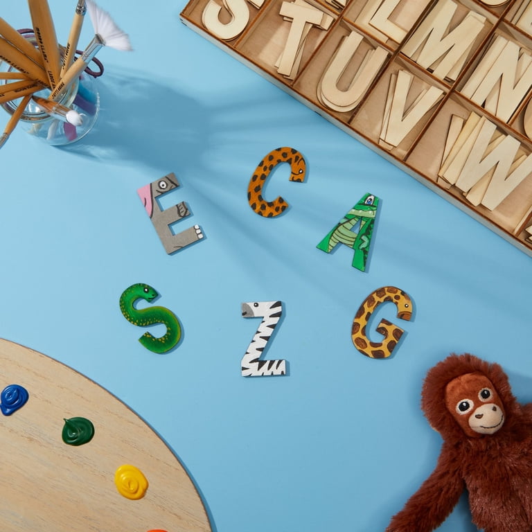 66 Pcs Unfinished Wood Letters - 5 Inch Capital Alphabet For Crafts (2 Sets A-Z + Extra Vowels)
