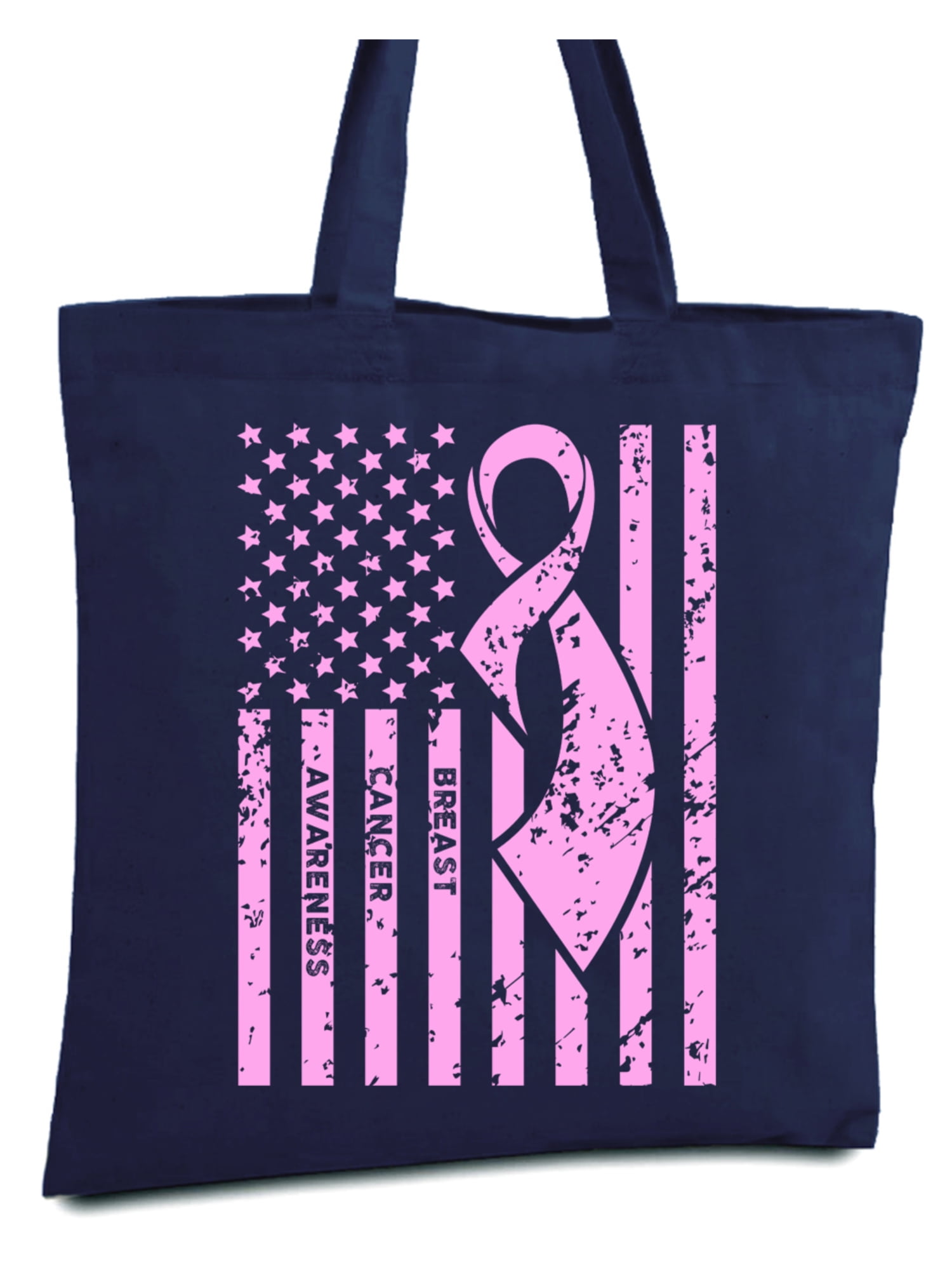 Awkward Styles Breast Cancer Awareness Canvas Tote Bag Pink Ribbon
