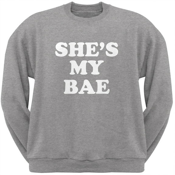 She's My Bae Heather Grey Adult Crew Neck Sweatshirt - Medium