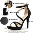 thumbnail image 2 of BLISSFUL STEP Women's Solid Color Stiletto Heel Zipper Ankle Strap Platform Sandals, 2 of 7