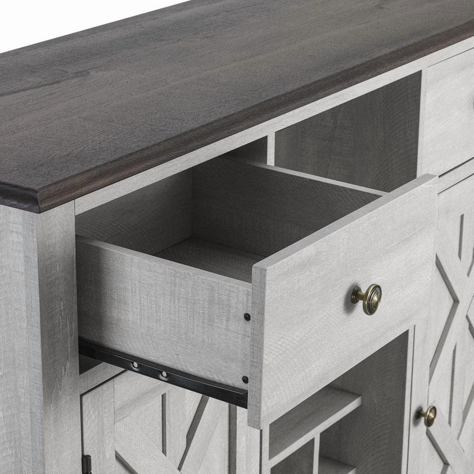 FESTIVO 47 in. Off-White Wood Bar Cabinet with Brushed Nickel Knobs