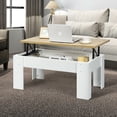 thumbnail image 2 of Costway Ascenseur Table Basse Pop-UP Table à Cocktail avec Compartiment Caché et Étagère Blanche, 2 of 10