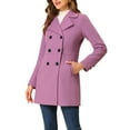thumbnail image 5 of INSPIRE CHIC Women's Notched Lapel Long Sleeves Double Breasted Mid-Lentgh Overcoat XS Purple, 5 of 7
