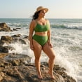 thumbnail image 3 of Agnes Orinda Women's Plus Size 2 Piece Swimsuit Adjustable Spaghetti Straps Tummy Control Swimwear Bikini Bathing Suits 2026 1X Green, 3 of 8