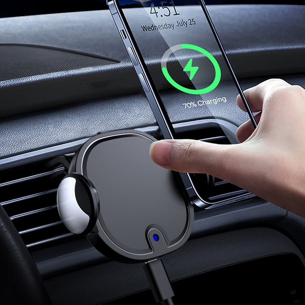 Cargador inalámbrico para coche, soporte para rejilla de ventilación, carga rápida de 15 W, para smartphone, iOS y teléfono.
