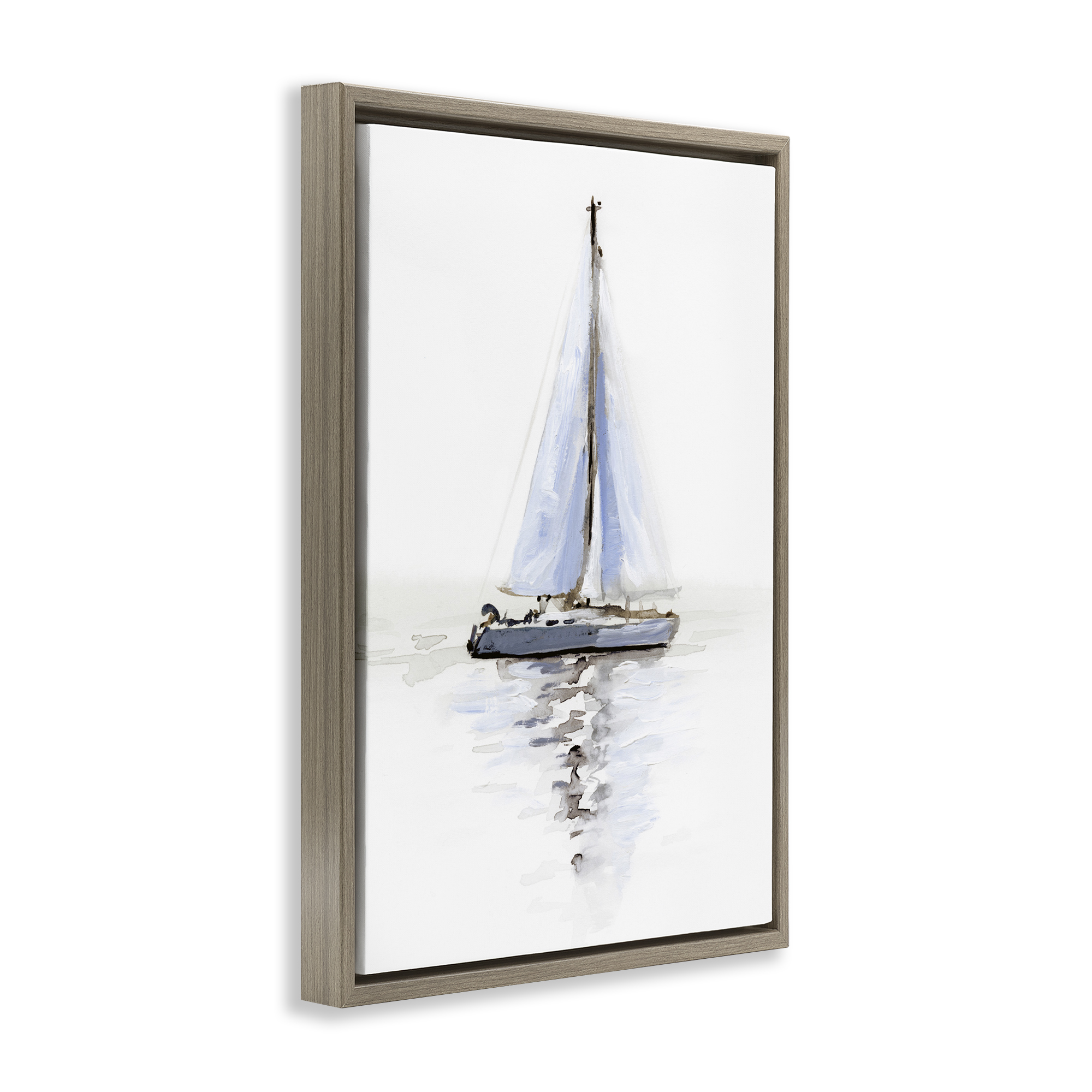 Stupell Industries Reflective Beach Sails Transportation Painting Brown Floater Framed Canvas Art Print Wall Art, 21 x 31