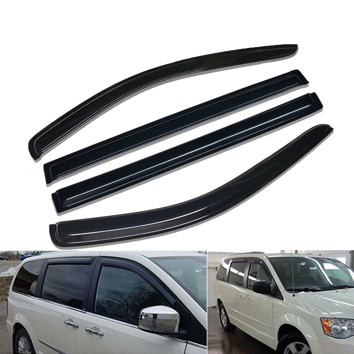 Side Window Vent Visors Rain Guards for Chrysler Town & Country 2008