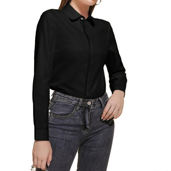 Women's Black Collared Shirts