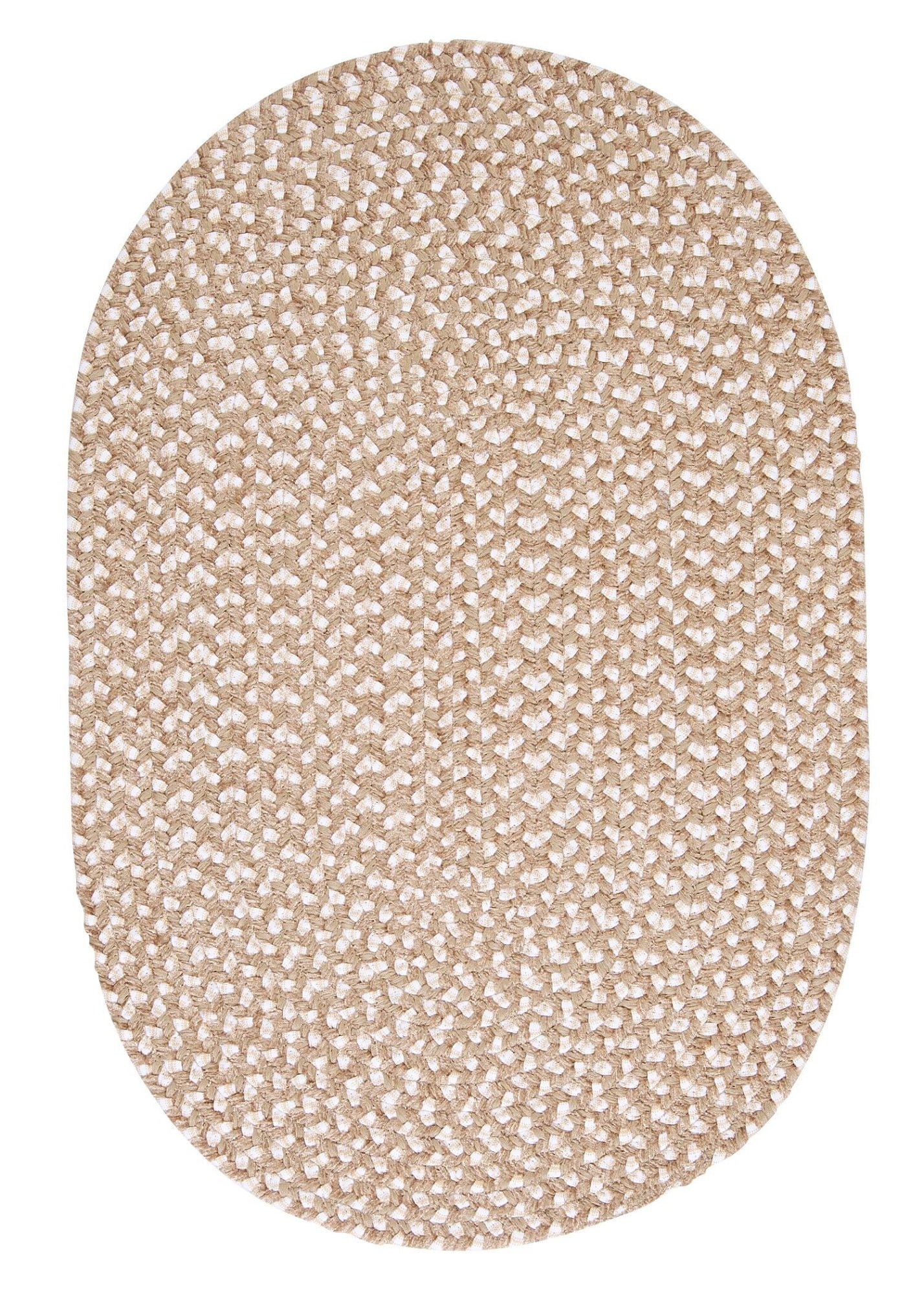 2' x 3' Beige Braided Oval Throw Rug