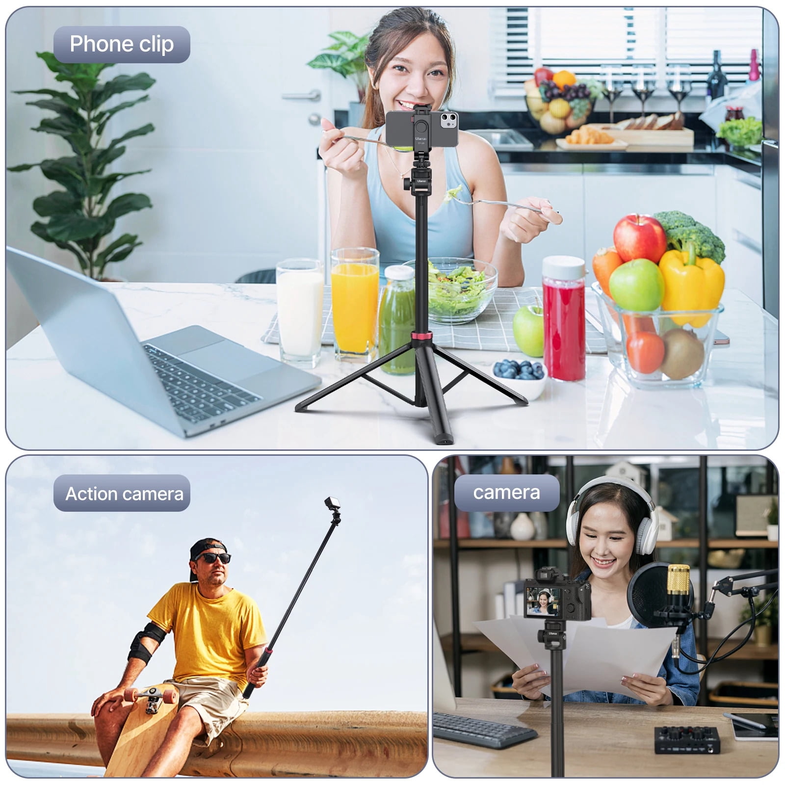 Ulanzi MT-79 Extendable Aluminum Tripod Phone Tripod For DSLR Camera Smartphone Video Light