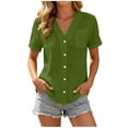 thumbnail image 2 of Yievot Womens Button Down Shirts Blouses V Neck Short Sleeve Relaxed Fit Summer Tops with Pockets, 2 of 7
