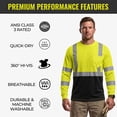 thumbnail image 4 of Pomerol Hi-Vis Long Sleeve Work Shirt, ANSI Class 3 Reflective, Yellow/Black, 3-Pack, Size M, 4 of 8
