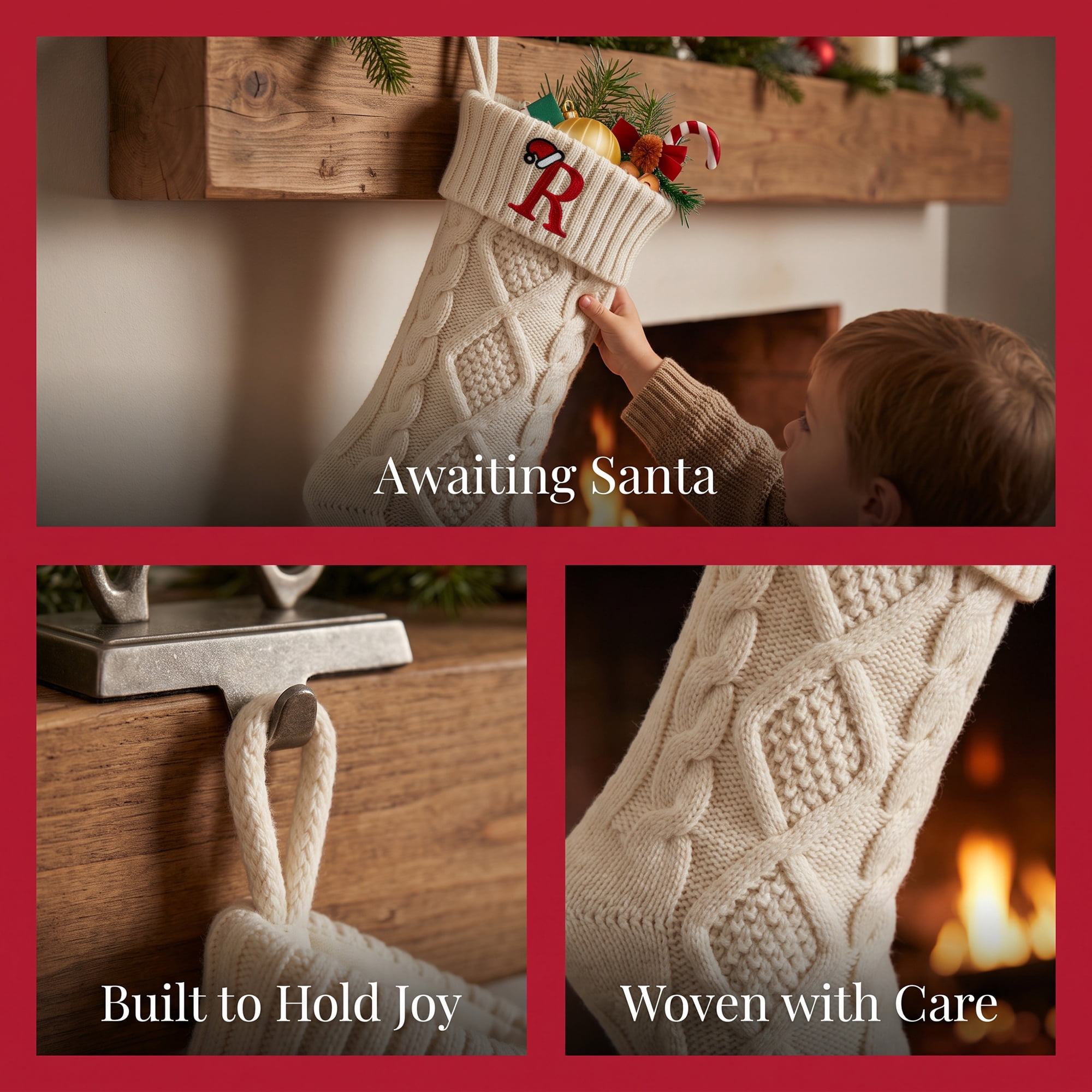 Unique Bargains Canine Bone Christmas Stocking Luxury Puppy Holiday Keepsake Sack Letter R 17"