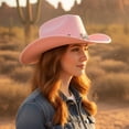 thumbnail image 3 of Vjnyvs Western Cowboy Hat for Men Women Wide Brim Felt Fedora Cowboy Hats with Rhinestone Cowboy Party Decorations, 3 of 7