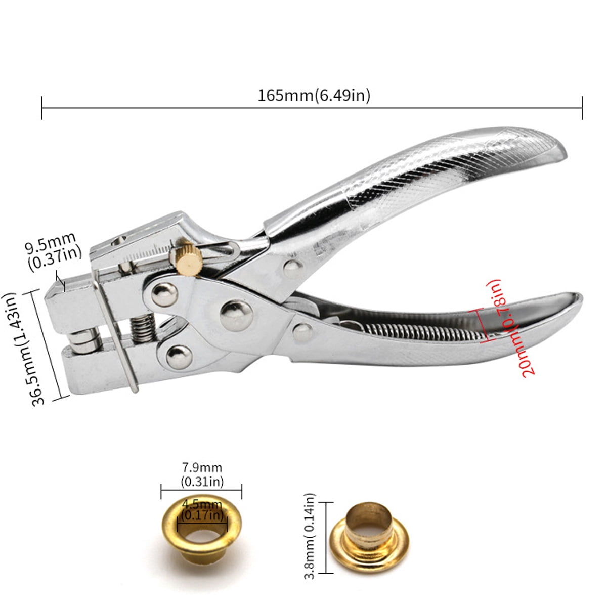 Grommet Portable Tool Kit, All-metal Structure Eyelet Setter with Non-slip Grip for Leather, Plastic, Paper, Wide Application Materials