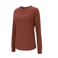 thumbnail image 4 of Qwertyu Knit Sweater Women Long Sleeve Crewneck Sweatshirts Trendy Tunic Pullover Tops with Thumb Holes Comfy Winter Sweaters Orange L, 4 of 8