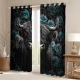 thumbnail image 2 of Manfei Black Highland Cow Black Out Curtains,Country Farmhouse Lodge Curtains Pack of 2 (42x63 Each),Blue Flower Floral Bedroom Curtains For Adults,Super Cozy Room Decor, 2 of 6