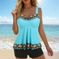 thumbnail image 2 of GEWSEY Tankini Swimsuits for Women Tummy Control Two Piece Modest Bathing Suits Floral Skirt Top Sky Blue, 3XL, 2 of 9