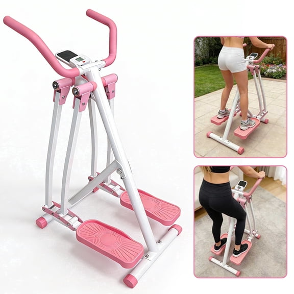 【Fahuac】 Air Walk Elliptical Machine - Foldable Cardio Cross Elliptical Trainer Glider for Full-Body Low-Impact Exercise with LCD Display Ideal for Home Gym