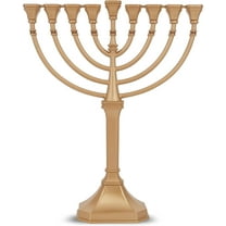 Traditional Graceful Style Menorah 9.5" Tall Non Tarnish - Precision Die Cast Classic Chanukah Candle Menora (Satin Gold) By Zion Judaica
