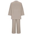 thumbnail image 7 of qolati Womens 2 Piece Outfits Cotton Linen Casual Elastic Wide Legs Pants Oversized Cardigan Lounge Sets 2023 Trendy High Waisted Vacation Suits, 7 of 7