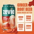 thumbnail image 2 of (3 pack) Zevia Zero Calorie, No Sugar Ginger Root Beer Soda Pop, 12 fl oz, 8 Pack Cans, 2 of 8