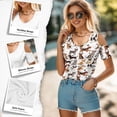 thumbnail image 4 of POLERO Women's Cut Out Cold Shoulder Tops, Corgi Dachshund Dogs Print Summer Tees, Short Sleeve Sexy Shirts Vacation Hawaii Tunic for Travel Shopping Soft Lightweight XL, 4 of 7