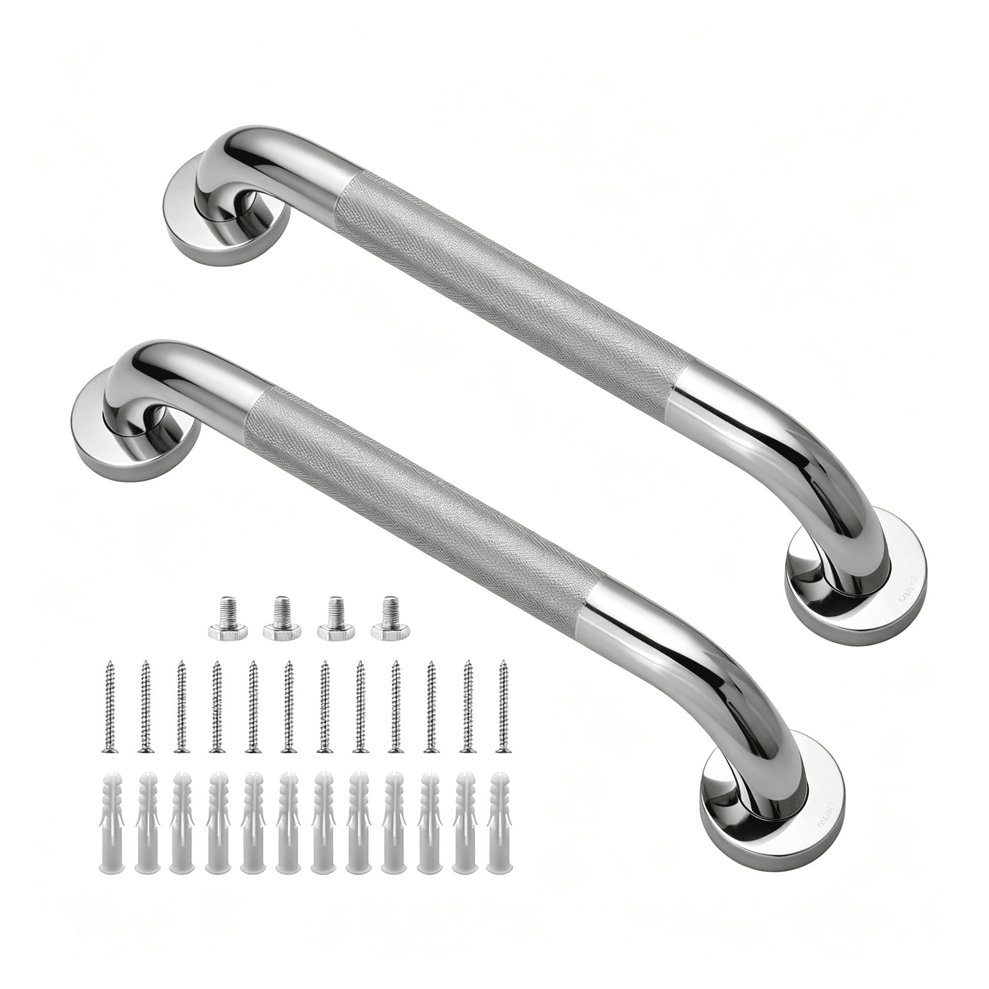 ZHZFKQ Shower Grab Bar,2Pcs 12"Bathroom Grab Bar,304 Stainless Steel 1.25"Diameter Anti-Slip Handicap Grab Bar Support Shower Rail Senior Handrail Shower Safety Bar Handle
