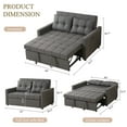 thumbnail image 6 of LAKPS 52" Linen 3-in-1 Convertible Sleeper Sofa with Pull-Out Bed, Stepless Adjustable Backrest & Side Pocket - for Family, Living Room, Dorm, Apartment, Linen, Dark Grey, 6 of 8