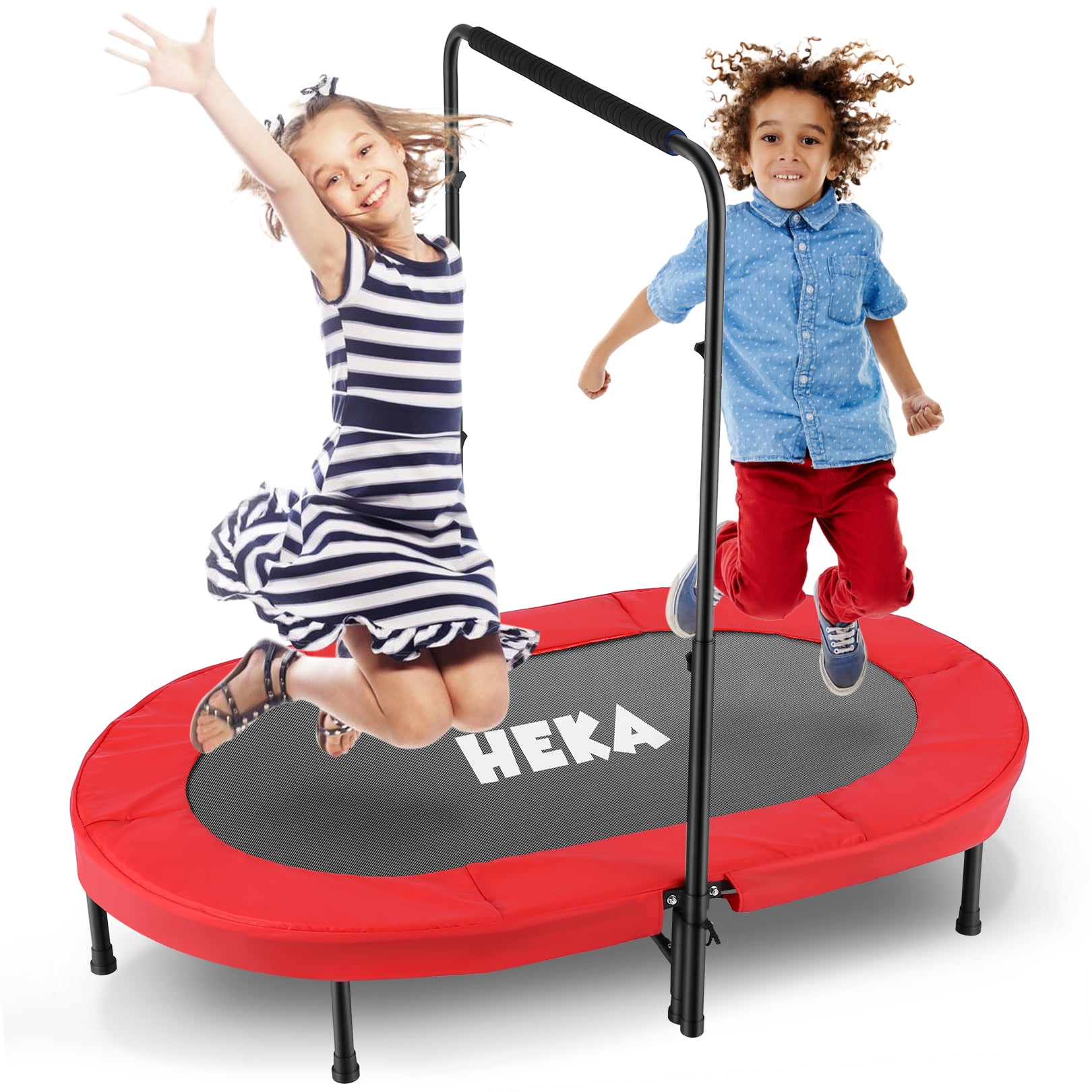 Goplus Folding Fitness Trampoline for Kids 47-Inch Mini Kids Indoor Rebounder with Safety Padded Cover Portable Trampoline for Kids Adults Play Exercise