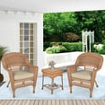 thumbnail image 3 of Jeco Ensemble de Conversation pour Patio en Résine Osier 3 Pcs, Miel et Blanc, 3 of 10