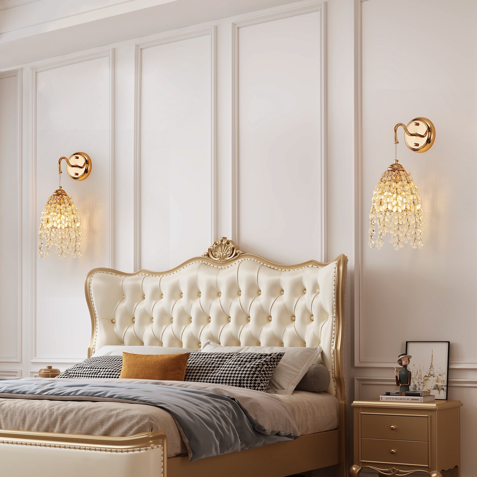 Wall Sconces Set of Two,Wall Light Fixtures for Living Room Hallway Corridor and Bedroom,0-60W Max Excluding Light Sources E12*2