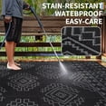 thumbnail image 4 of GlowSol 9'x12' Outdoor Rug Boho Geometric Plastic Straw Rug Waterproof Reversible Mat Outdoor Foldable Rug for Camping Patio Picnic, Black Gray, 4 of 8