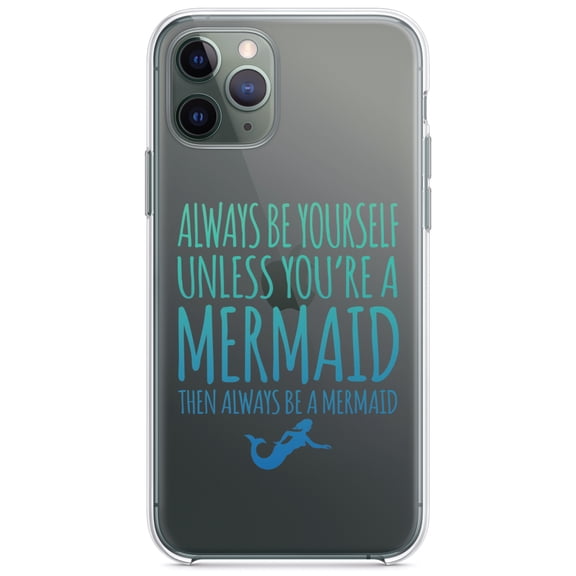 DistinctInk Clear Shockproof Hybrid Case for iPhone 13 (6.1" Screen) - TPU Bumper Acrylic Back Tempered Glass Screen Protector - Always Be Yourself Unless You Can Be a Mermaid