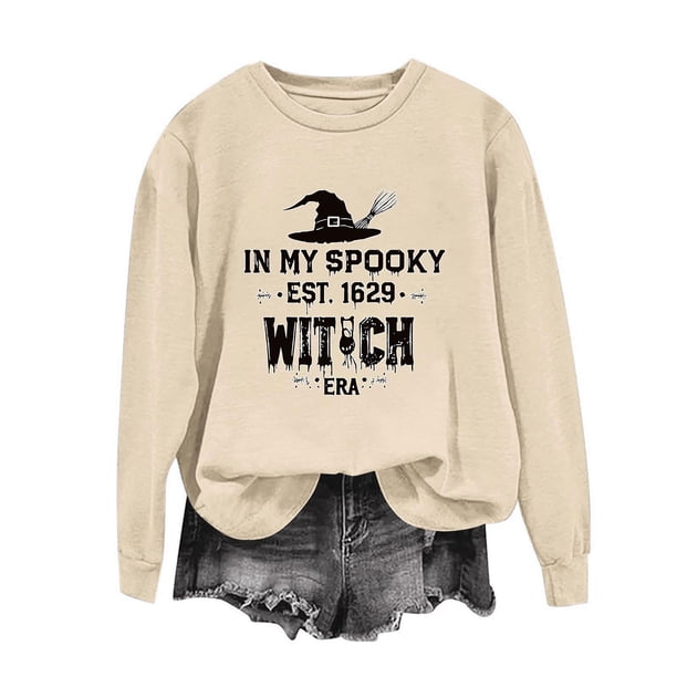 Heisall Womens Hoodies Halloween Print Long Sleeve Loose Casual Crew Neck Sweatshirts 2025 New Arrival Fashion Style