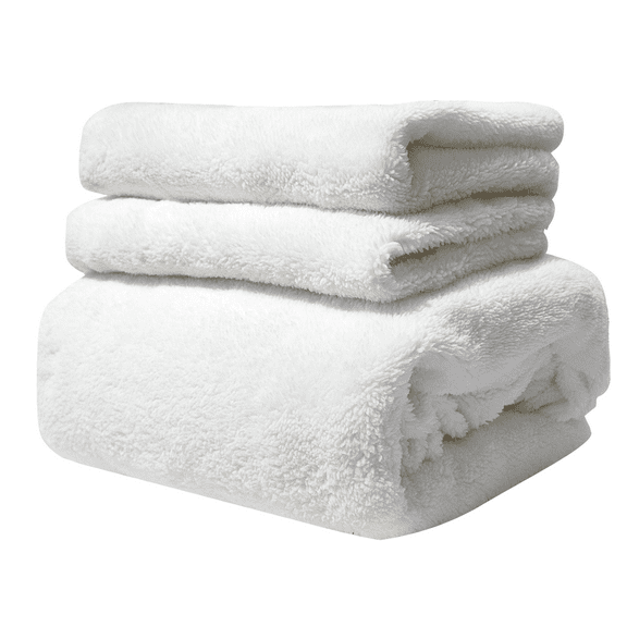 3 Pieces Sherpa Fleece Fitted Sheet Full,1 Deep Pocket Fitted Sheet and 2 Piece Pillowcases White