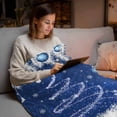 thumbnail image 5 of Navy Blue Christmas Flannel Blanket for Bed,Travel and Camping, Shiny Star Tree Xmas Balls Snow Pine Leaf Super Soft Cozy Blanket for All Seasons 40"x60", 5 of 9